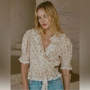 NWT Doen Thames Top Alabaster Countyside Calico Size S